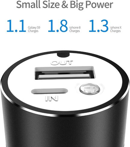 Ultra-Compact Portable Charger The Smallest 5000mAh Mini Power Bank with Fast Charge 2.4A Output for iPhone 15 14 13 12 11 X XS MAX XR 8 7 6s Plus iPad Samsung Galaxy Cell Phone & More Black in Saudi Arabia