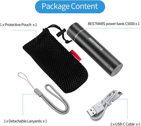 Ultra-Compact Portable Charger The Smallest 5000mAh Mini Power Bank with Fast Charge 2.4A Output for iPhone 15 14 13 12 11 X XS MAX XR 8 7 6s Plus iPad Samsung Galaxy Cell Phone & More Black in Saudi Arabia
