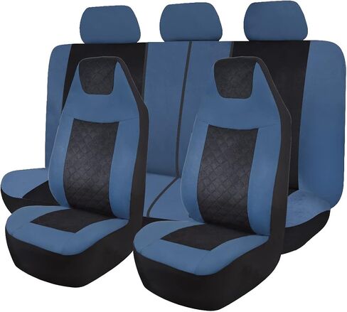 Flying Banner car seat Covers Full Set Protectors Front high Bucket Rear Bench Split 40/60 50/50 60/40 (Black, High Bucket - Full Set) in Saudi Arabia