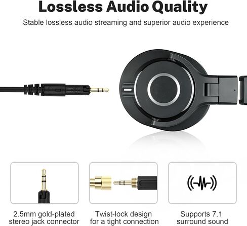 كابل ATH-M50x بديل لكابل الصوت Aux سلك متوافق مع سماعات الرأس Audio Technica ATH-M50x / ATH-M40x / ATH-M70x / ATH-M60X، مع محول 6.35 مم (1/4 بوصة)، 6.5 قدم in Kuwait