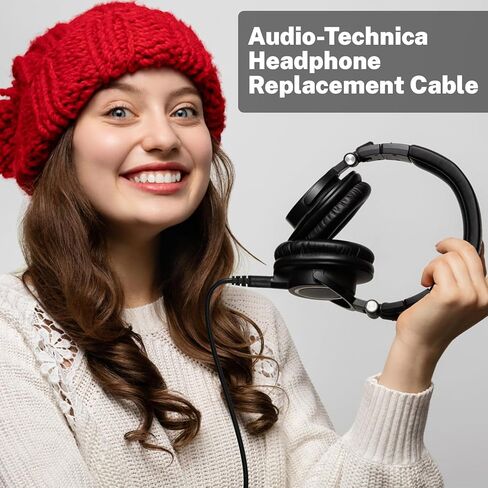 كابل ATH-M50x بديل لكابل الصوت Aux سلك متوافق مع سماعات الرأس Audio Technica ATH-M50x / ATH-M40x / ATH-M70x / ATH-M60X، مع محول 6.35 مم (1/4 بوصة)، 6.5 قدم in Kuwait