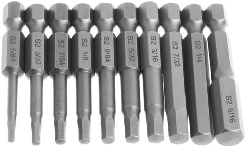 مجموعة لقم مفك براغي برأس سداسي داخلي مغناطيسي 5/64-5/16 10 قطع SAE رأس سداسي ألين مع ساق سداسية 1/4 بوصة، طول 50 مم in Kuwait