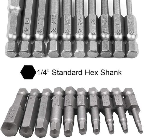 مجموعة لقم مفك براغي برأس سداسي داخلي مغناطيسي 5/64-5/16 10 قطع SAE رأس سداسي ألين مع ساق سداسية 1/4 بوصة، طول 50 مم in Kuwait