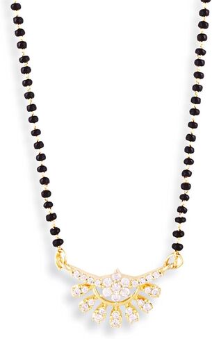 ABDESIGNS Women's Ethnic Gold-Plated American Diamond-Studded & Beaded Mangalsutra in Saudi Arabia