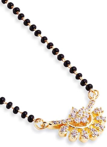 ABDESIGNS Women's Ethnic Gold-Plated American Diamond-Studded & Beaded Mangalsutra in Saudi Arabia