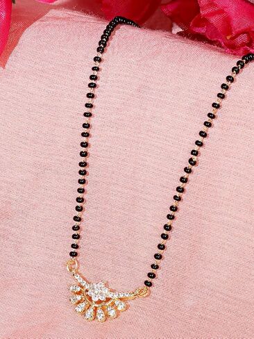 ABDESIGNS Women's Ethnic Gold-Plated American Diamond-Studded & Beaded Mangalsutra in Saudi Arabia