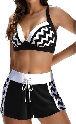Flmingals Women's Colorblock Tie Back Drawstring Bikini Set Casual Bikini Set in Saudi Arabia