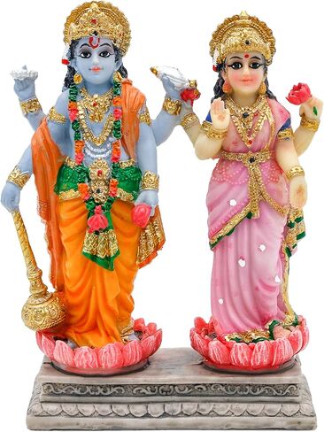 alikiki Vishnu Lakshmi Narayana Statue – 4.7 Inch Lord Vishnu W/Laxmi MATA Indian Diwali Pooja Item Murti Gifts for Indian Couple Friend Family Home Office Mandir Temple Puja Decor in Saudi Arabia