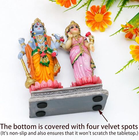 alikiki Vishnu Lakshmi Narayana Statue – 4.7 Inch Lord Vishnu W/Laxmi MATA Indian Diwali Pooja Item Murti Gifts for Indian Couple Friend Family Home Office Mandir Temple Puja Decor in Saudi Arabia