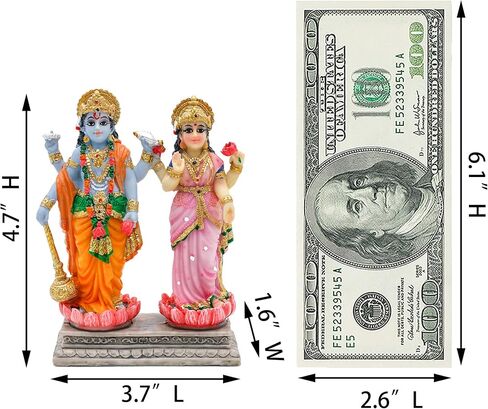alikiki Vishnu Lakshmi Narayana Statue – 4.7 Inch Lord Vishnu W/Laxmi MATA Indian Diwali Pooja Item Murti Gifts for Indian Couple Friend Family Home Office Mandir Temple Puja Decor in Saudi Arabia