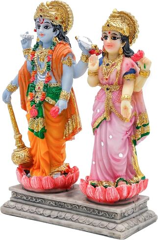alikiki Vishnu Lakshmi Narayana Statue – 4.7 Inch Lord Vishnu W/Laxmi MATA Indian Diwali Pooja Item Murti Gifts for Indian Couple Friend Family Home Office Mandir Temple Puja Decor in Saudi Arabia