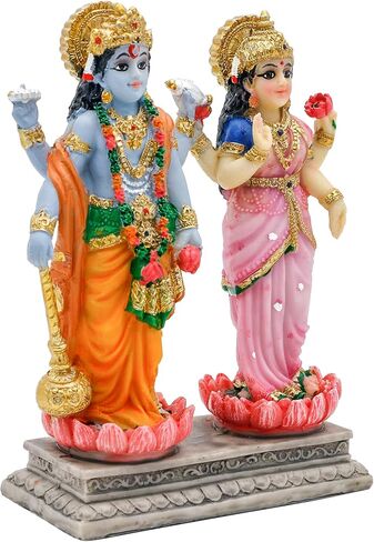 alikiki Vishnu Lakshmi Narayana Statue – 4.7 Inch Lord Vishnu W/Laxmi MATA Indian Diwali Pooja Item Murti Gifts for Indian Couple Friend Family Home Office Mandir Temple Puja Decor in Saudi Arabia