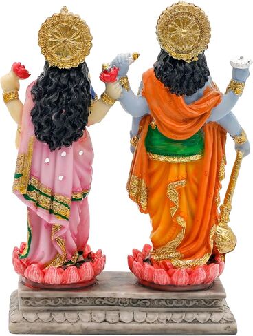 alikiki Vishnu Lakshmi Narayana Statue – 4.7 Inch Lord Vishnu W/Laxmi MATA Indian Diwali Pooja Item Murti Gifts for Indian Couple Friend Family Home Office Mandir Temple Puja Decor in Saudi Arabia