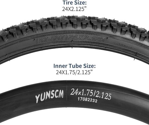 YUNSCM 24" Bike Tires 24 x 2.125/57-507 60TPI and 24" Bike Tubes Schrader Valve with 2 Rim Strips Compatible with Mountain Bike 24x1.75 24x1.95 24x2.10 24x2.125 Bicycle Tires and Tubes (Y-1131) in Saudi Arabia