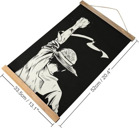 RONIG Anime Poster Wall Hanging Scroll Wooden Frame Poster Canvas Wall Art For Bedroom Decor 13x20in in Saudi Arabia