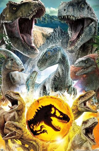 Trends International Jurassic World: Dominion - Group Wall Poster, 14.725" x 22.375", Barnwood Framed Version in Saudi Arabia