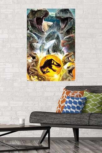 Trends International Jurassic World: Dominion - Group Wall Poster, 14.725" x 22.375", Barnwood Framed Version in Saudi Arabia