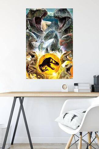 Trends International Jurassic World: Dominion - Group Wall Poster, 14.725" x 22.375", Barnwood Framed Version in Saudi Arabia