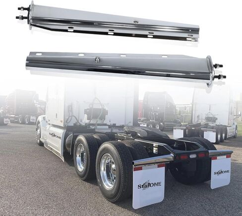 شماعات رفرف الطين المحملة بنابض من الكروم شديدة التحمل مباشرة لشبه الشاحنات | مسافة مسمار 2.5 بوصة، طول 30 بوصة، من الفولاذ المقاوم للصدأ (قطعتان) in Kuwait