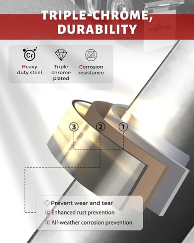 شماعات رفرف الطين المحملة بنابض من الكروم شديدة التحمل مباشرة لشبه الشاحنات | مسافة مسمار 2.5 بوصة، طول 30 بوصة، من الفولاذ المقاوم للصدأ (قطعتان) in Kuwait