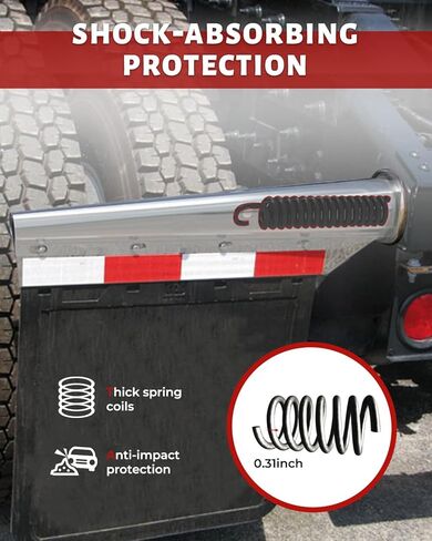 شماعات رفرف الطين المحملة بنابض من الكروم شديدة التحمل مباشرة لشبه الشاحنات | مسافة مسمار 2.5 بوصة، طول 30 بوصة، من الفولاذ المقاوم للصدأ (قطعتان) in Kuwait