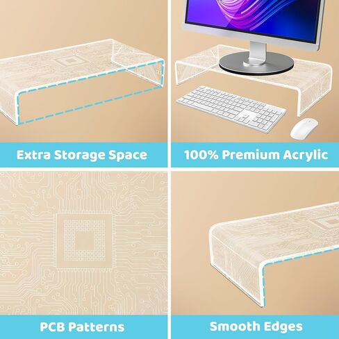 حامل شاشة مضيء، حامل كمبيوتر أكريليك مع مصابيح LED زرقاء وردية بنمط PCB لأجهزة الكمبيوتر المحمول المكتبية، هدايا للأولاد والبنات اللاعبين in Kuwait