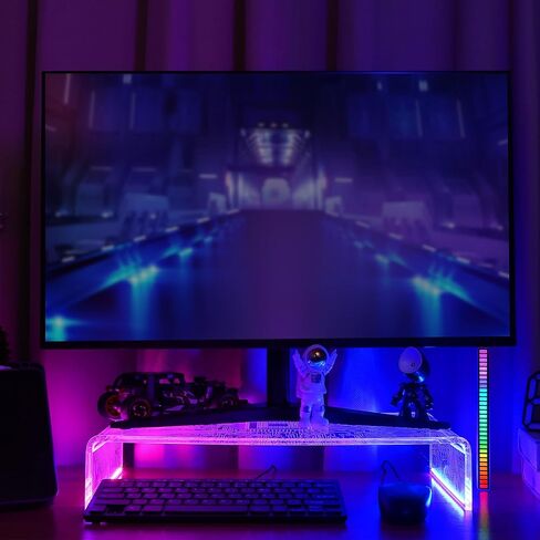 حامل شاشة مضيء، حامل كمبيوتر أكريليك مع مصابيح LED زرقاء وردية بنمط PCB لأجهزة الكمبيوتر المحمول المكتبية، هدايا للأولاد والبنات اللاعبين in Kuwait