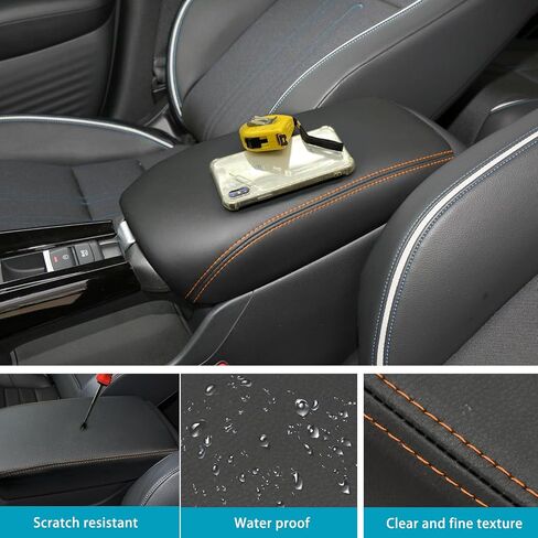 غطاء مسند ذراع وحدة التحكم المركزية لملحقات Honda HRV 2023 2024، لغطاء حماية غطاء صندوق مسند الذراع HR-V، الجزء الداخلي من الجلد لمسند الذراع، بطانة وحدة التحكم الوسطى (غرز برتقالية) in Kuwait