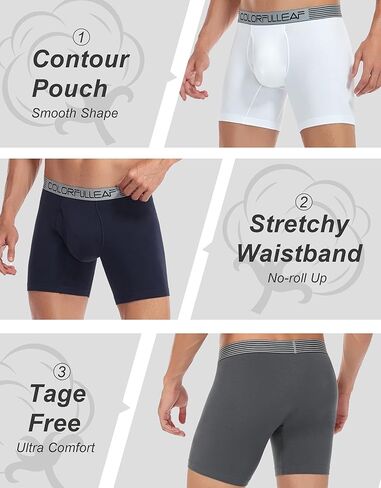 ملابس داخلية رجالية من COLORFULLEAF سراويل داخلية قطنية ناعمة قابلة للتمدد بحزام خصر عريض in Kuwait