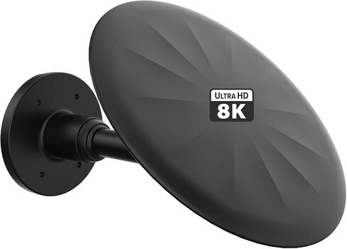 هوائي تلفزيون خارجي 8K 4K 1080P هوائي رقمي طويل المدى مع استقبال 360 درجة وثبات إضافي يدعم نطاق 500 ميل كابل محوري 33 قدم (أسود) in Kuwait