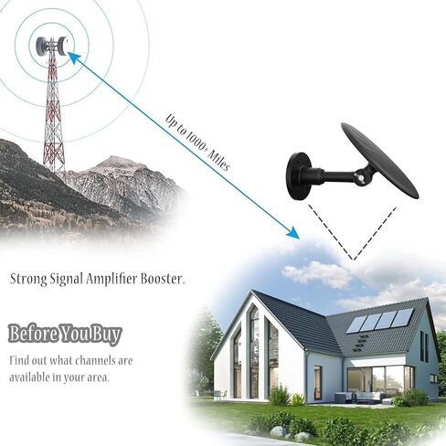هوائي تلفزيون خارجي 8K 4K 1080P هوائي رقمي طويل المدى مع استقبال 360 درجة وثبات إضافي يدعم نطاق 500 ميل كابل محوري 33 قدم (أسود) in Kuwait
