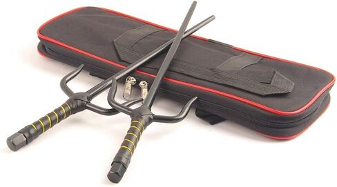 مثمن الفنون القتالية المعدنية Sai متعدد الحجم (أسود وفضي) (أسود، 18 بوصة وحقيبة) in Kuwait