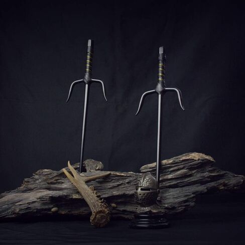 مثمن الفنون القتالية المعدنية Sai متعدد الحجم (أسود وفضي) (أسود، 18 بوصة وحقيبة) in Kuwait