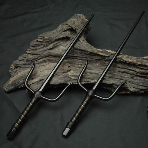 مثمن الفنون القتالية المعدنية Sai متعدد الحجم (أسود وفضي) (أسود، 18 بوصة وحقيبة) in Kuwait