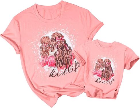 ماما قمصان الأم وأنا مطابقة تي شيرت مضحك أمي ابنة تي شيرت لطيف فتاة الخريف طاقم الرقبة تيز القمم in Kuwait