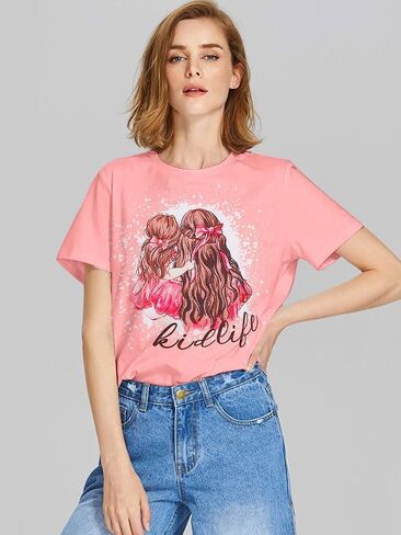 ماما قمصان الأم وأنا مطابقة تي شيرت مضحك أمي ابنة تي شيرت لطيف فتاة الخريف طاقم الرقبة تيز القمم in Kuwait