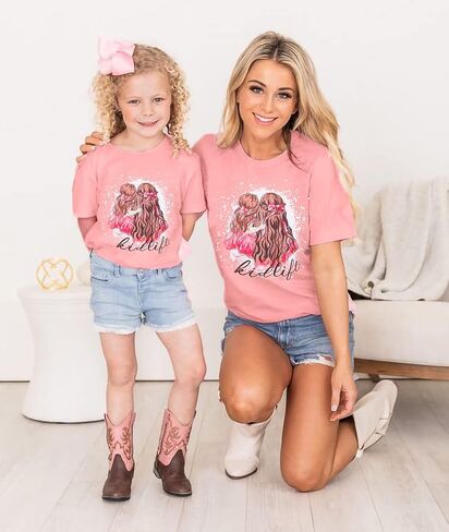 ماما قمصان الأم وأنا مطابقة تي شيرت مضحك أمي ابنة تي شيرت لطيف فتاة الخريف طاقم الرقبة تيز القمم in Kuwait