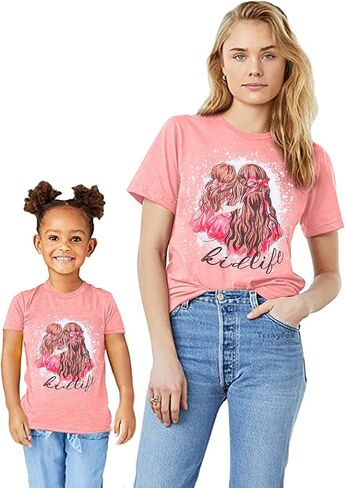 ماما قمصان الأم وأنا مطابقة تي شيرت مضحك أمي ابنة تي شيرت لطيف فتاة الخريف طاقم الرقبة تيز القمم in Kuwait