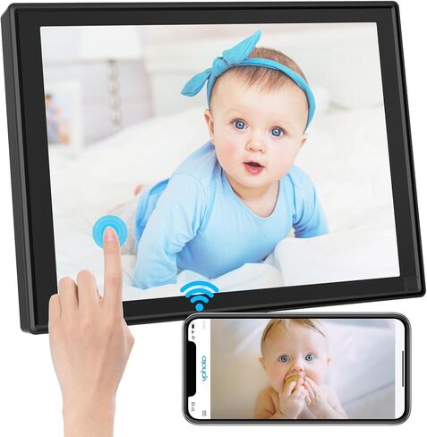 إطار صور رقمي واي فاي 10 بوصة، شاشة IPS 1280 × 800 إطار صور رقمي، يدعم ذاكرة 32 جيجابايت، التدوير التلقائي وعرض الشرائح، مشاركة الصور والفيديو على الفور in Kuwait