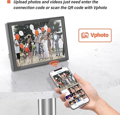 إطار صور رقمي واي فاي 10 بوصة، شاشة IPS 1280 × 800 إطار صور رقمي، يدعم ذاكرة 32 جيجابايت، التدوير التلقائي وعرض الشرائح، مشاركة الصور والفيديو على الفور in Kuwait