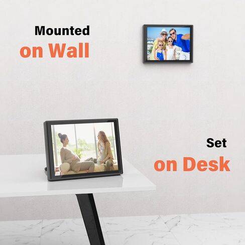 إطار صور رقمي واي فاي 10 بوصة، شاشة IPS 1280 × 800 إطار صور رقمي، يدعم ذاكرة 32 جيجابايت، التدوير التلقائي وعرض الشرائح، مشاركة الصور والفيديو على الفور in Kuwait
