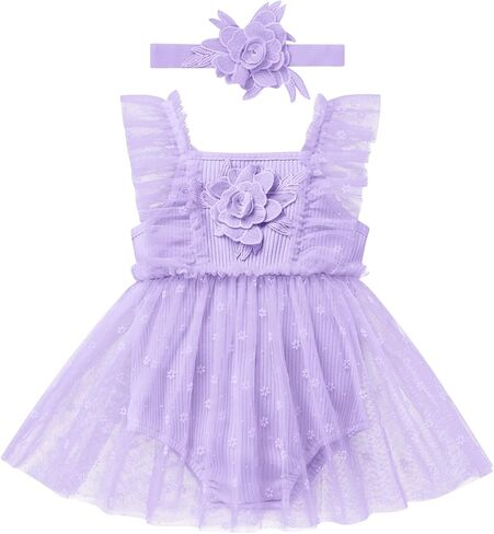 IMEKIS Newborn Baby Girl 1st Birthday Outfit Floral Romper Dress Tulle Cake Smash Photo Shoot in Saudi Arabia