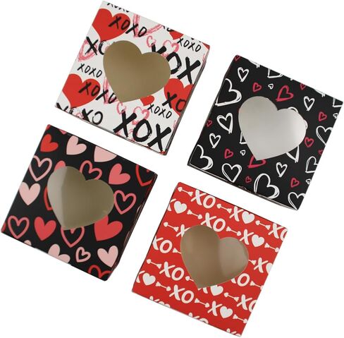 صناديق عيد الحب - 24 قطعة من صناديق عيد الحب لمعجنات العطلات، والكعك، والدونات، والكب كيك، والكمأة، والكعك، وحفلات الفصل الدراسي، وتقديم هدايا زملاء العمل in Kuwait