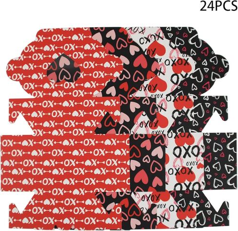 صناديق عيد الحب - 24 قطعة من صناديق عيد الحب لمعجنات العطلات، والكعك، والدونات، والكب كيك، والكمأة، والكعك، وحفلات الفصل الدراسي، وتقديم هدايا زملاء العمل in Kuwait