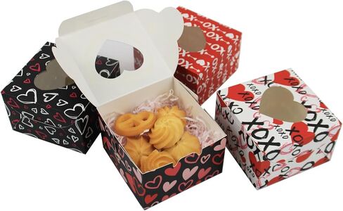 صناديق عيد الحب - 24 قطعة من صناديق عيد الحب لمعجنات العطلات، والكعك، والدونات، والكب كيك، والكمأة، والكعك، وحفلات الفصل الدراسي، وتقديم هدايا زملاء العمل in Kuwait