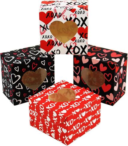 صناديق عيد الحب - 24 قطعة من صناديق عيد الحب لمعجنات العطلات، والكعك، والدونات، والكب كيك، والكمأة، والكعك، وحفلات الفصل الدراسي، وتقديم هدايا زملاء العمل in Kuwait