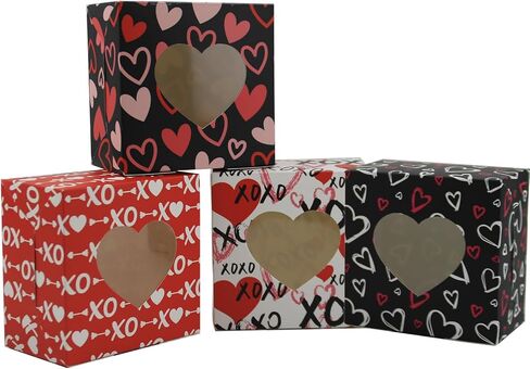 صناديق عيد الحب - 24 قطعة من صناديق عيد الحب لمعجنات العطلات، والكعك، والدونات، والكب كيك، والكمأة، والكعك، وحفلات الفصل الدراسي، وتقديم هدايا زملاء العمل in Kuwait