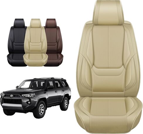 أغطية مقاعد إكسسوارات OASIS AUTO Toyota 4Runner 2010-2025 وسادة حماية من الجلد مناسبة حسب الطلب (مجموعة كاملة ممتازة، أسمر ضارب للصفرة) in Saudi Arabia