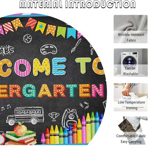 7x5ft Welcome to Kindergarten Backdrop First Day of School Party Decorations First Day of Preschool Back to School Banner Classroom Bag Balloon Photography Background Photo Shoot Props in Saudi Arabia