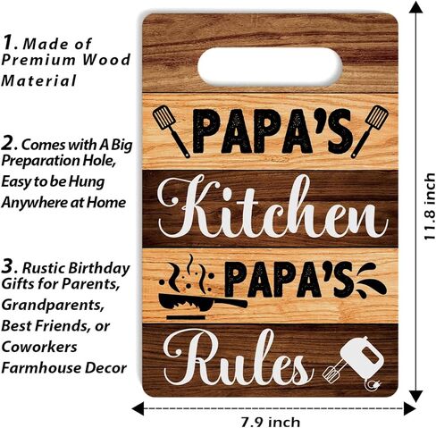 Farmhouse Kitchen Decor, Kitchen Signs Wall Decor, Dad's Kitchen Is The Heart of The Home Wood Sign, Fathers Day Thank You Gifts for Dad, Dads Birthday Gifts Ideas 8 x 12 Inch in Kuwait